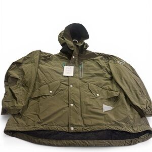 Men's Olive Hooded Raincoat with Insulated Fleece Lining